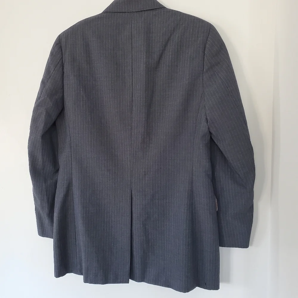 BILL BLASS Vintage Men Sz 40R 100% Wool Gray Blue Pin Stripe Jacket Sport Coat